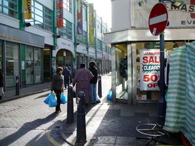 Street scene, Electric Lane, Brixton, Lambeth, south London