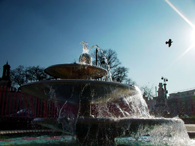 Fountain, Brixton Oval outside Tate Library, Brixton, London SW9