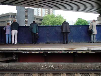 Looking down from a bridge, Brixton railway station, London