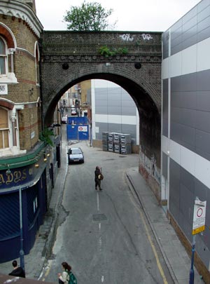 Looking at the graffiti, Electric Lane, Brixton London