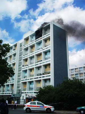 Tower block on fire, Barrington Road, Brixton, London