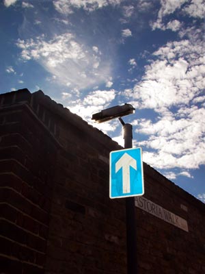 Astoria Walk and blue sky, Brixton, London