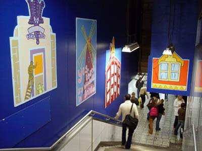 Brixton tube station murals, Brixton, Lambeth, London SW9, October 2003