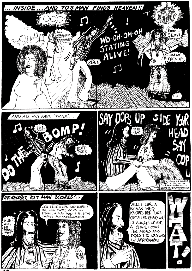 70s Man, the sexist, racist, violent nutter deep frozen from Cardiff City's past, a comic strip in the Bluebird Jones Cardiff City FC inspired comic strip