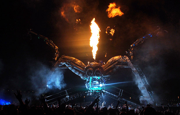Night photos from Boomtown Fair festival 2013 at The Bowl, Matterley Estate, nr. Winchester, Hampshire with music, theatre, comedy and art, Thursday 8th -Sunday 11th August 2013