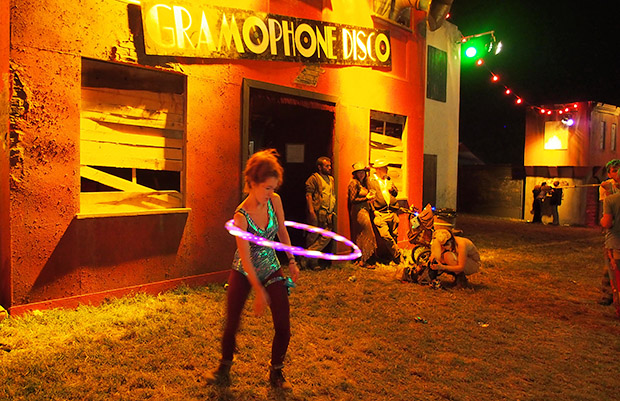 Night photos from Boomtown Fair festival 2013 at The Bowl, Matterley Estate, nr. Winchester, Hampshire with music, theatre, comedy and art, Thursday 8th -Sunday 11th August 2013