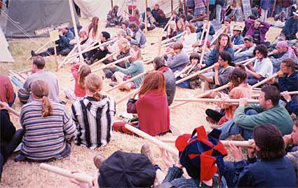 A rumble of didgeridoos. Glastonbury 1993