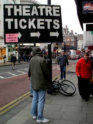 Human billboard, Theatre Tickets, Charing Cross Road, London UK