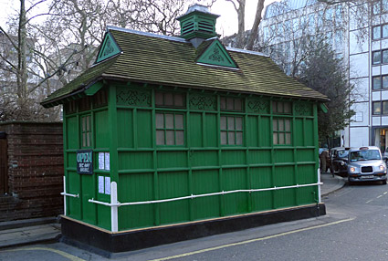 Hanover Square, Cabman's Shelter, cafes for taxi drivers and cabbies, central London, March 2006