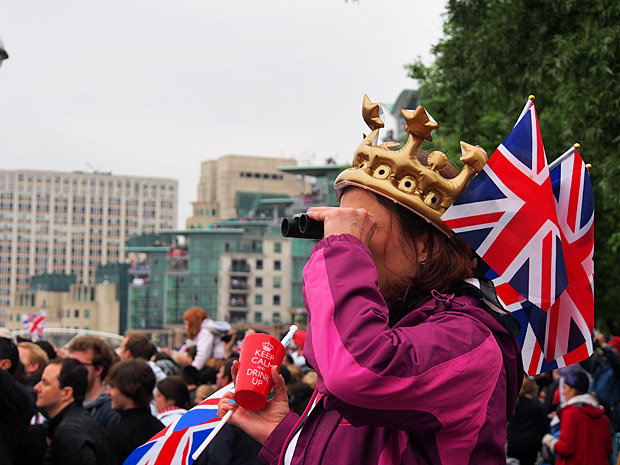 The Queen's Diamond Jubilee flotilla on the River Thames, central London, England, Sunday 3rd June 2012