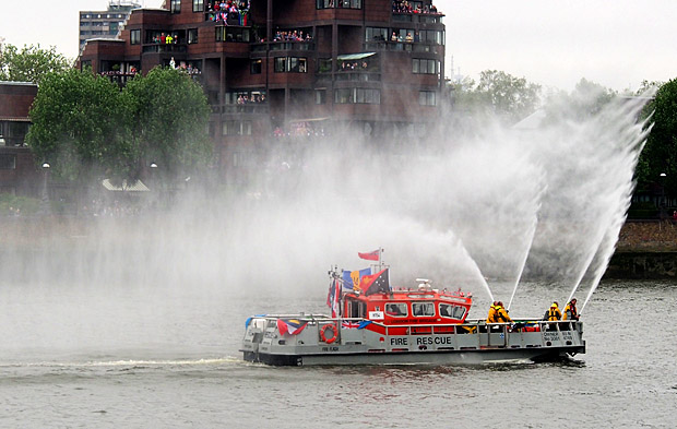 The Queen's Diamond Jubilee flotilla on the River Thames, central London, England, Sunday 3rd June 2012