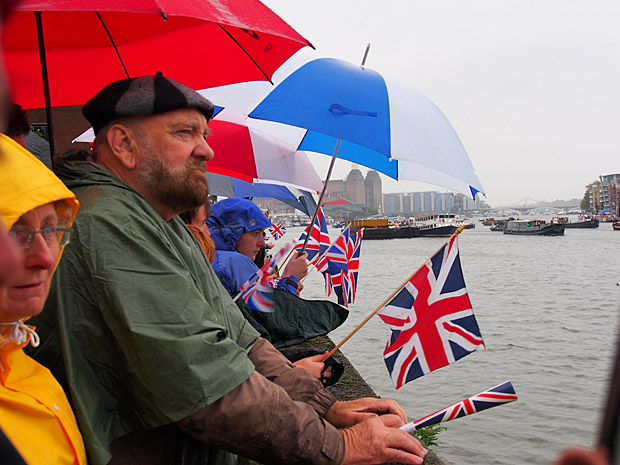 The Queen's Diamond Jubilee flotilla on the River Thames, central London, England, Sunday 3rd June 2012