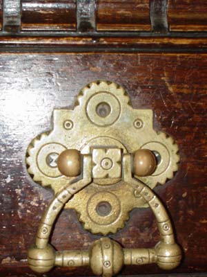 Door detail, Booking office, St Pancras station, June 2003 London UK