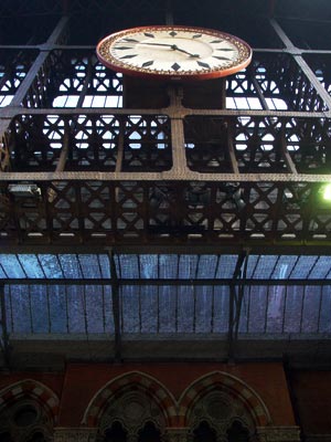 St Pancras station clock, June 2003 London UK