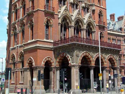West wing detail, Midland Grand, St Pancras railway station, June 2003 London UK