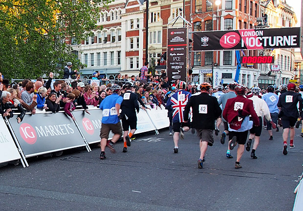 London Nocturne 2012 bike races at Smithfield, central London, Saturday 9th June 2012