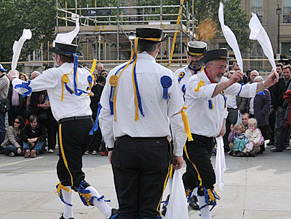 Westminster Day of Dance 2009, Morris dancers in Trafalgar Square, 9th May 2009