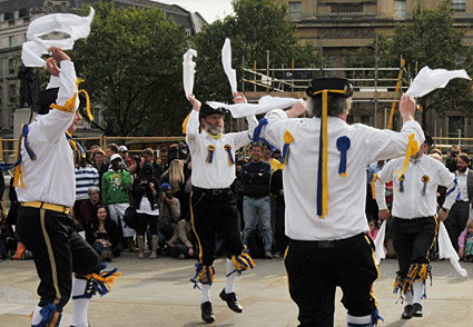 Westminster Day of Dance 2009, Morris dancers in Trafalgar Square, 9th May 2009