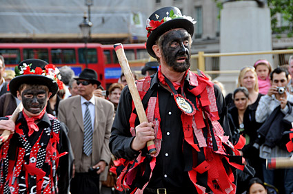 Westminster Day of Dance 2009, Morris dancers in Trafalgar Square, 9th May 2009