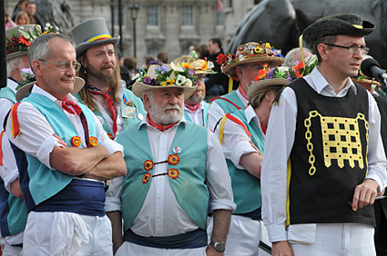 Westminster Day of Dance 2009, Morris dancers in Trafalgar Square, 9th May 2009