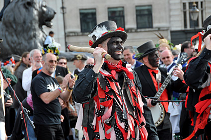 Westminster Day of Dance 2009, Morris dancers in Trafalgar Square, 9th May 2009