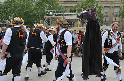 Westminster Day of Dance 2009, Morris dancers in Trafalgar Square, 9th May 2009