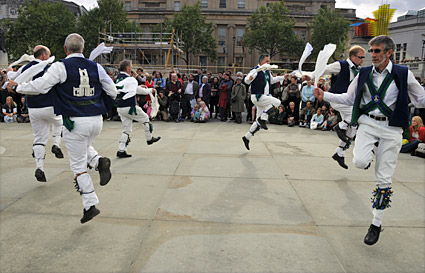 Westminster Day of Dance 2009, Morris dancers in Trafalgar Square, 9th May 2009
