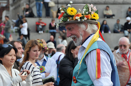 Westminster Day of Dance 2009, Morris dancers in Trafalgar Square, 9th May 2009
