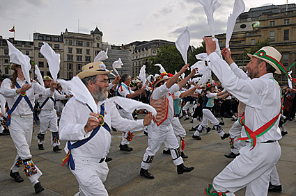 Westminster Day of Dance 2009, Morris dancers in Trafalgar Square, 9th May 2009