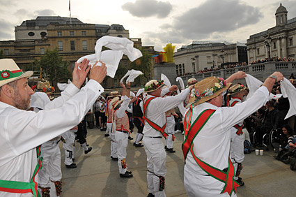 Westminster Day of Dance 2009, Morris dancers in Trafalgar Square, 9th May 2009