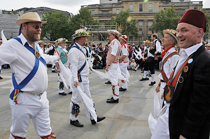 Westminster Day of Dance 2009, Morris dancers in Trafalgar Square, 9th May 2009