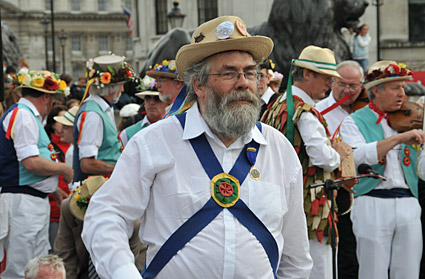 Westminster Day of Dance 2009, Morris dancers in Trafalgar Square, 9th May 2009