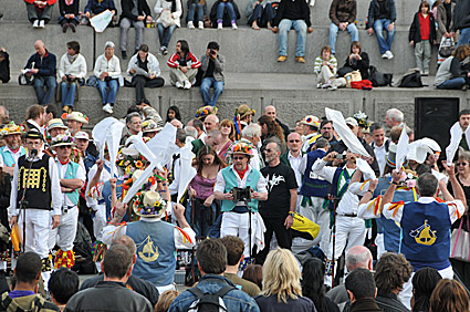Westminster Day of Dance 2009, Morris dancers in Trafalgar Square, 9th May 2009