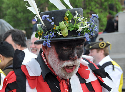 Westminster Day of Dance 2009, Morris dancers in Trafalgar Square, 9th May 2009