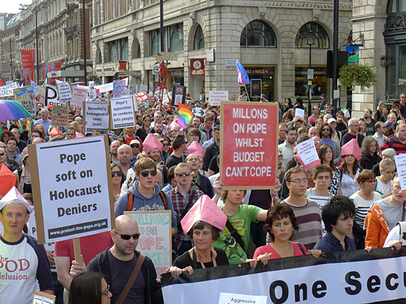 Photos of the Protest The Pope march through central London, 18th September 2010