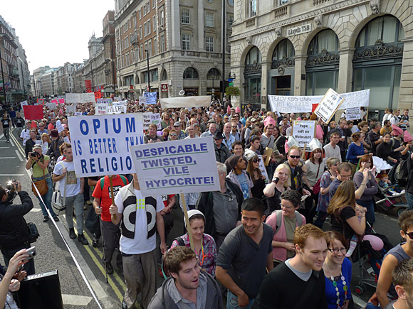 Photos of the Protest The Pope march through central London, 18th September 2010