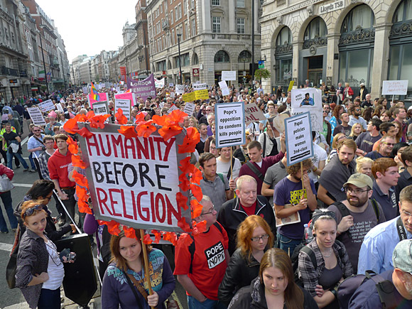 Photos of the Protest The Pope march through central London, 18th September 2010