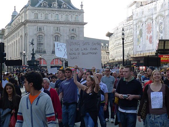Photos of the Protest The Pope march through central London, 18th September 2010