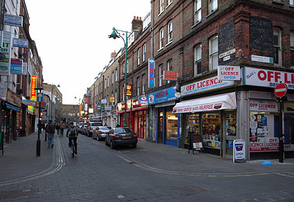 Brick Lane, junction with Princelet Street., London