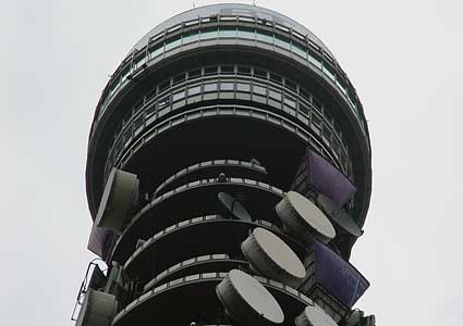 Looking up to the restaurant level on the BT Telecom Tower