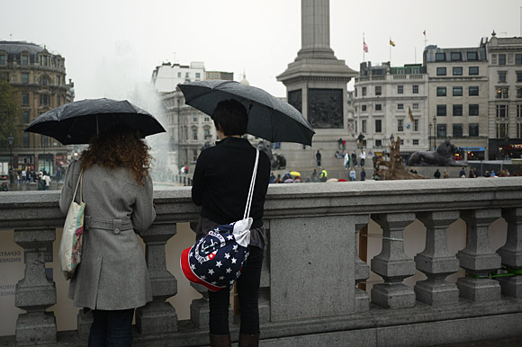 The Ghost Forest art installation, Trafalgar Square, central London, November, 2009