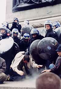 CS gas in Trafalgar Square