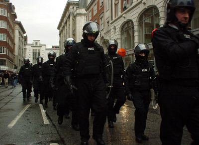 Riot police on the move