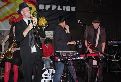 OFFLINE club at the Dogstar Brixton, Coldharbour Lane, Thursday 14th May 2009, urban75 club night, London with Josie Long, Voodoo Trombone Quartet, Atomic Suplex, Anchorsong and Vic Lambrusco's Cabaret Hour, plus DJs, Craft Corner and video