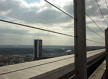 On the roof of the Grand Arch, Paris, France