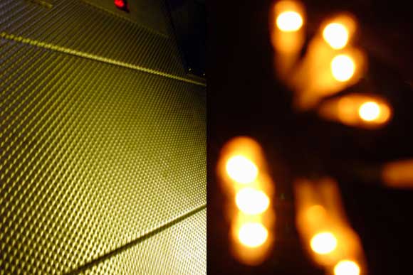 Lift interior, Brixton, Christmas lights, Brixton