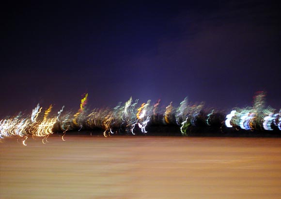 Manhattan, New York from a speeding Brooklyn taxi