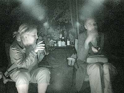 Late night campsite drinks, Big Chill festival, Eastnor Castle 2004, England UK