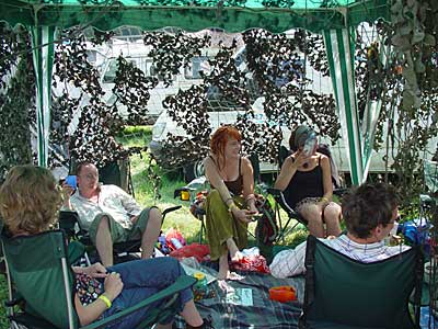 Inside the gazebo, Big Chill festival, Eastnor Castle 2004, England UK