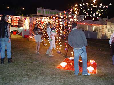 Colourful stall, Big Chill festival, Eastnor Castle 2004, England UK